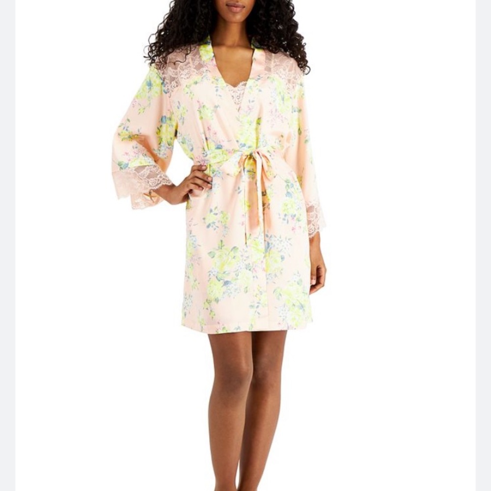 Lace-Trim Wrap Robe